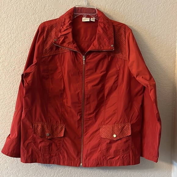 Chico’s Zenergy Finley Suede Detail Jacket Wind Breaker. Rust Orange XL - Picture 2 of 10